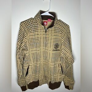 Y2K Element Houndstooth Zip Jacket Thumb Holes Large